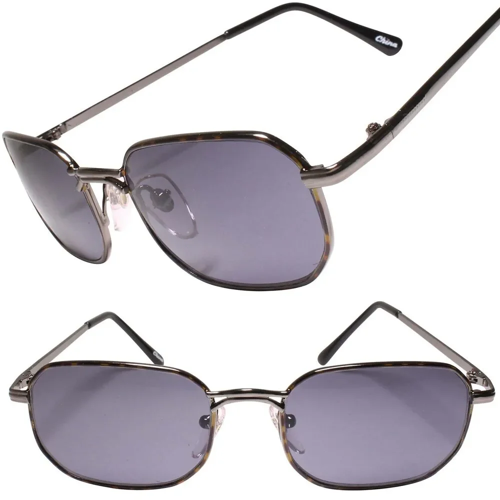 Classic Vintage Retro Style Gunmetal 80s 90s Rectangle Square Sunglasses